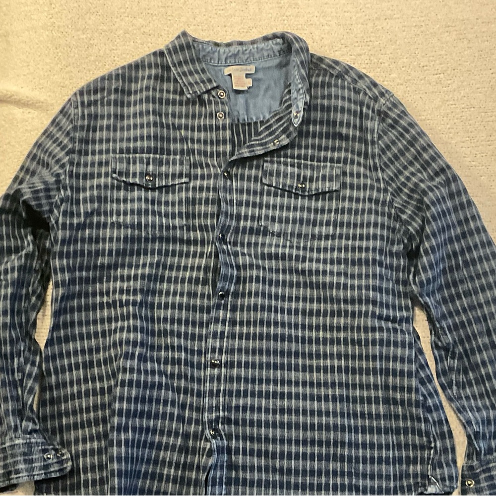 Carbon2Cobalt Men’s Blue Check Pearl Snap Shirt
